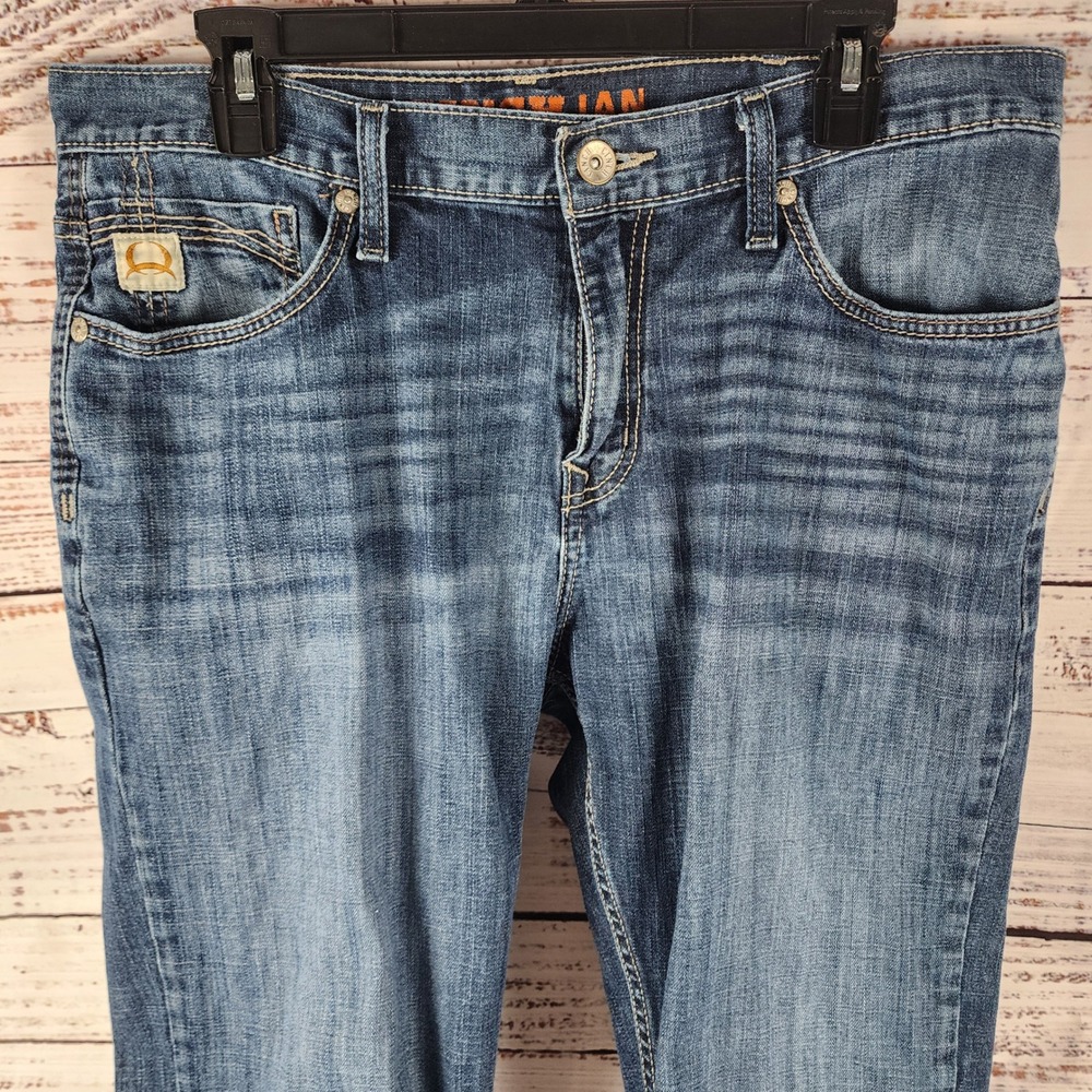 Cinch Ian Mens Jeans 35x36 Slim Bootcut Dark Stonewash Performance Western Denim